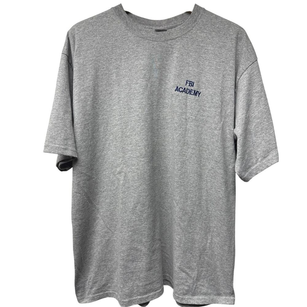 Vintage Y2K Soffe FBI Academy Men’s XL Gray T-Shirt Embroidered Logo Shortsleeve
